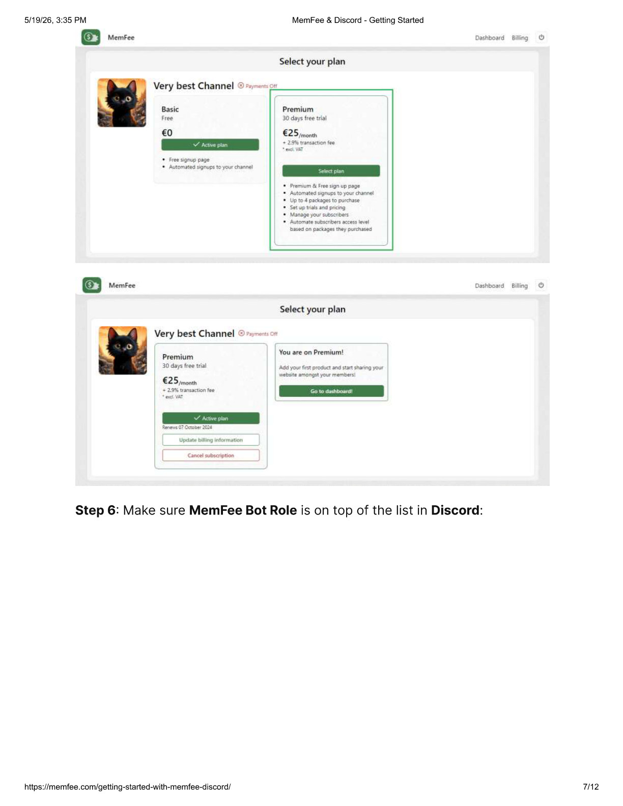 Select Premium plan in MemFee