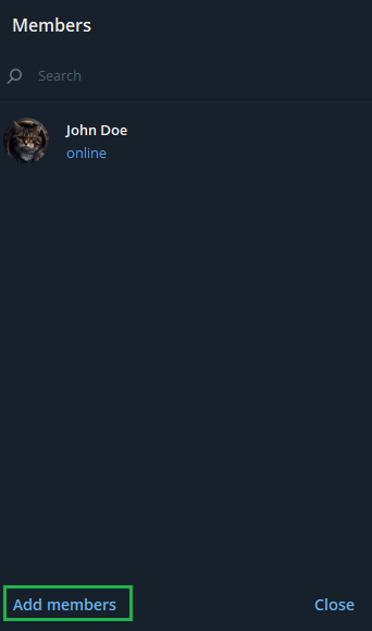 Search and add MemFee bot to group
