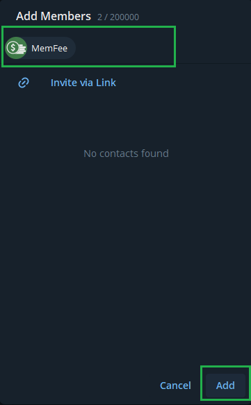 Make MemFee bot an admin and save