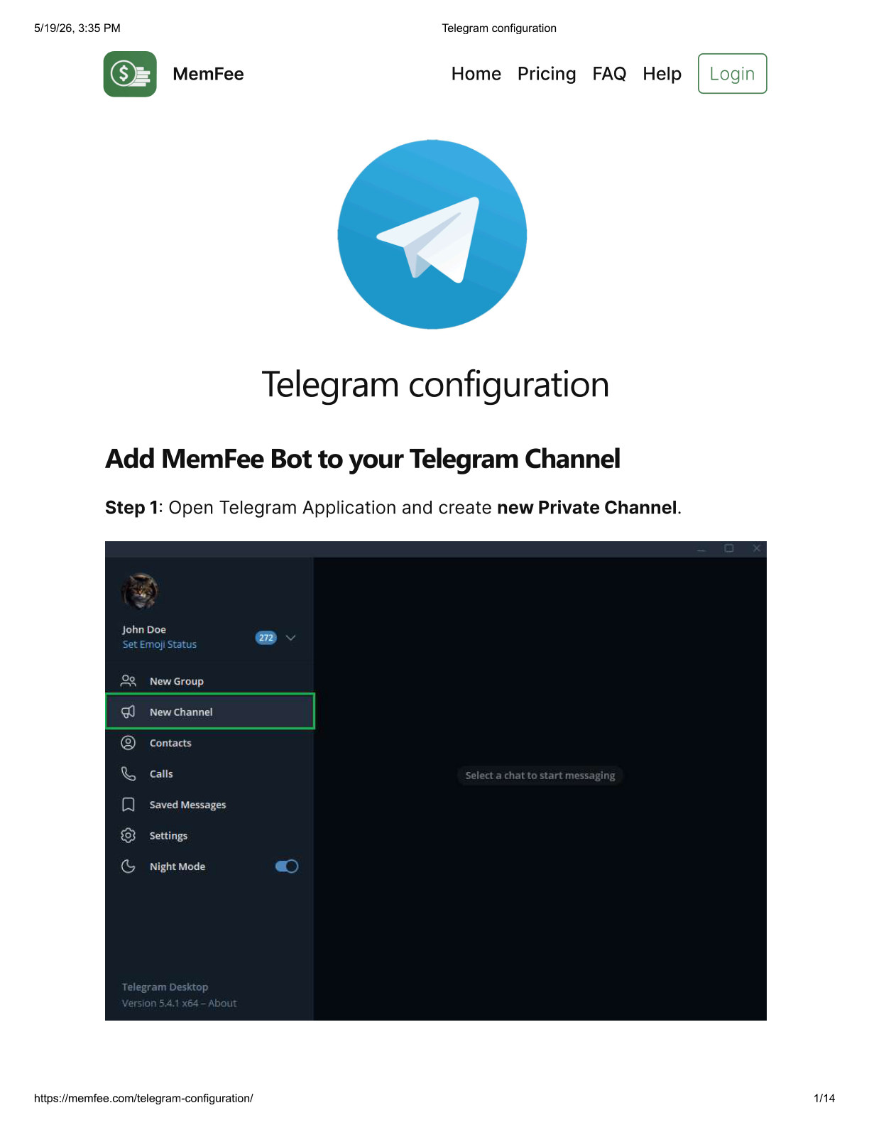 Create a new Telegram channel