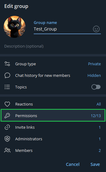 Turn off Add members permission in Telegram group