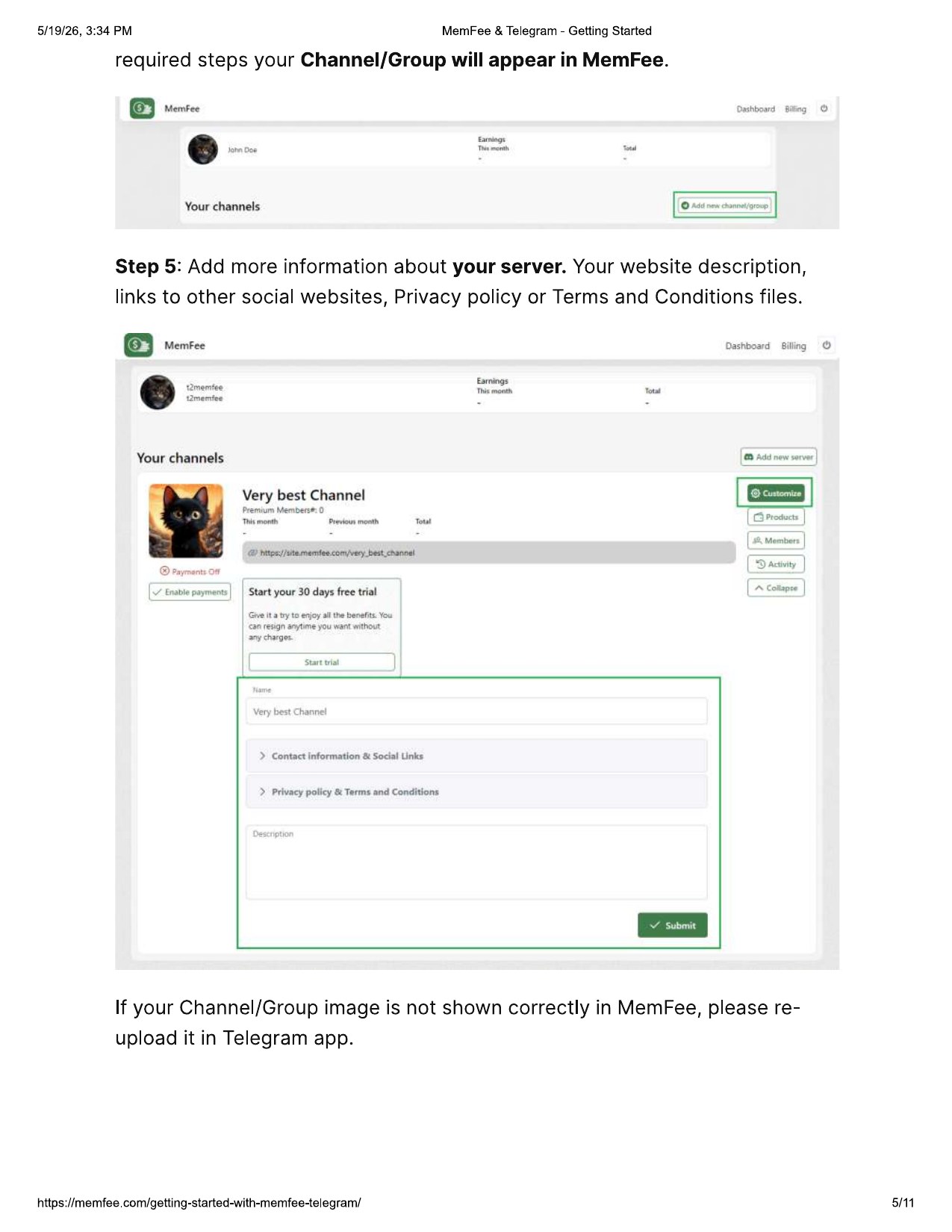 Add community information in MemFee