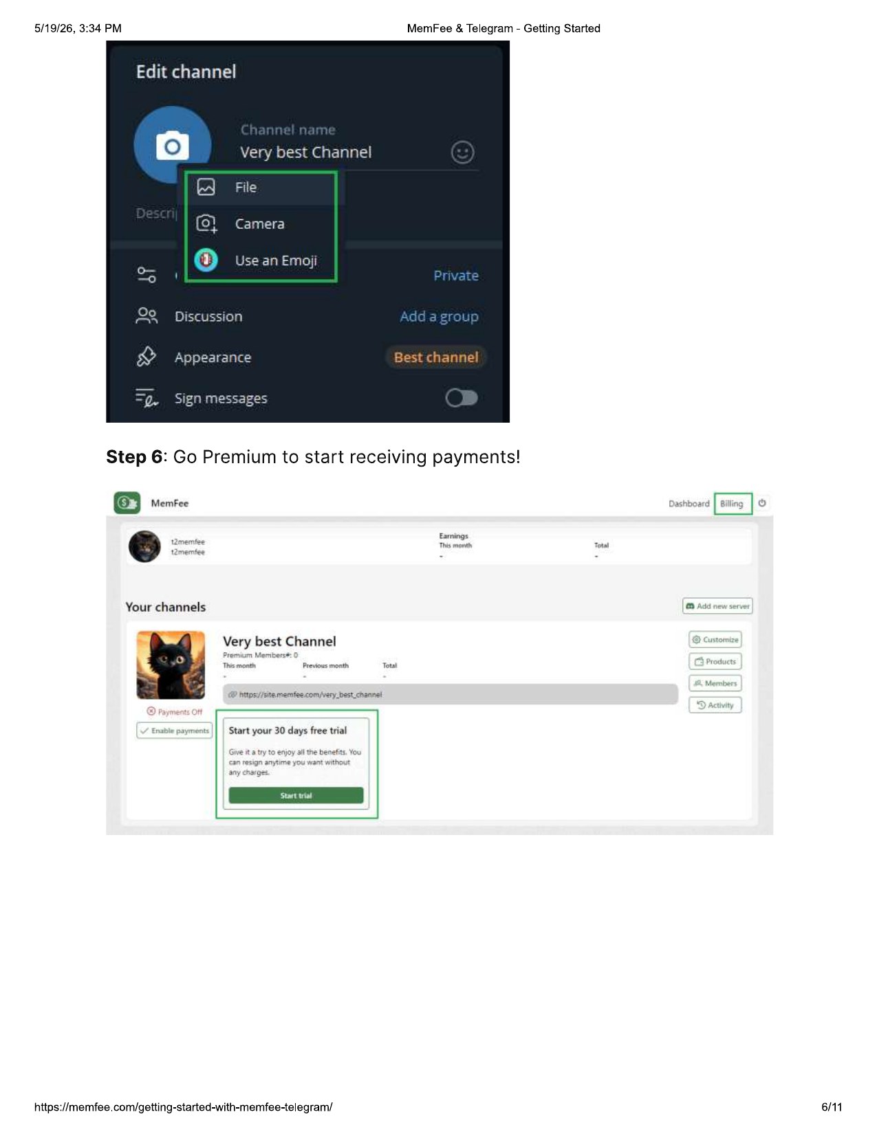 Update Telegram channel image