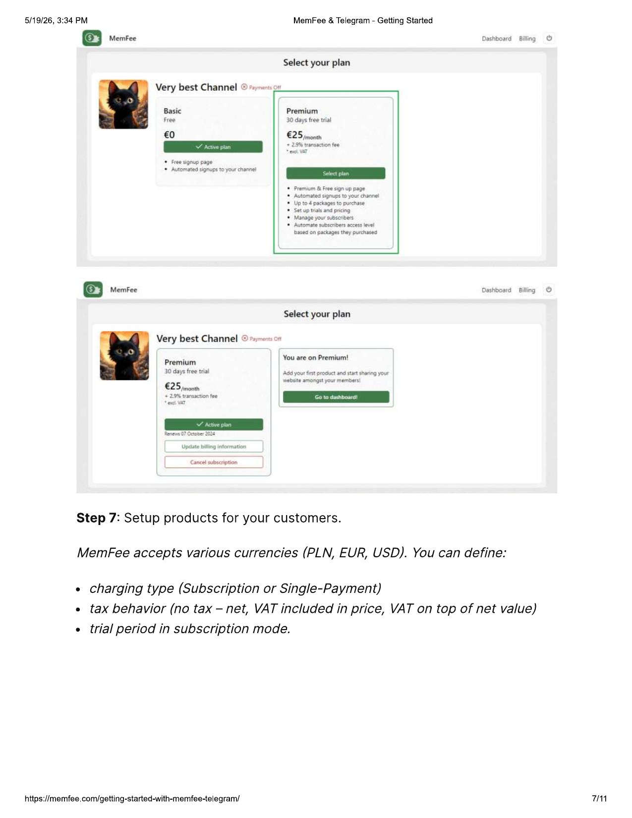 Select Premium plan in MemFee